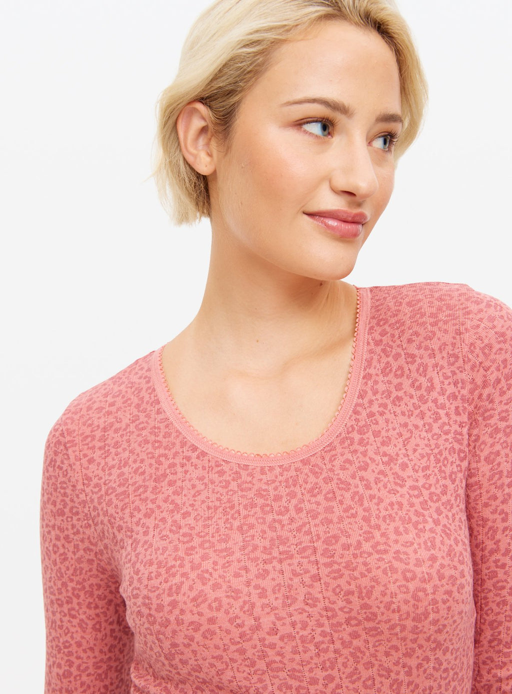  Animal Print Maximum Warmth Pointelle Long Sleeve Thermal Tops 2 Pack L