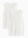  Cream Thermal Pointelle Built In Vests 2 Pack L