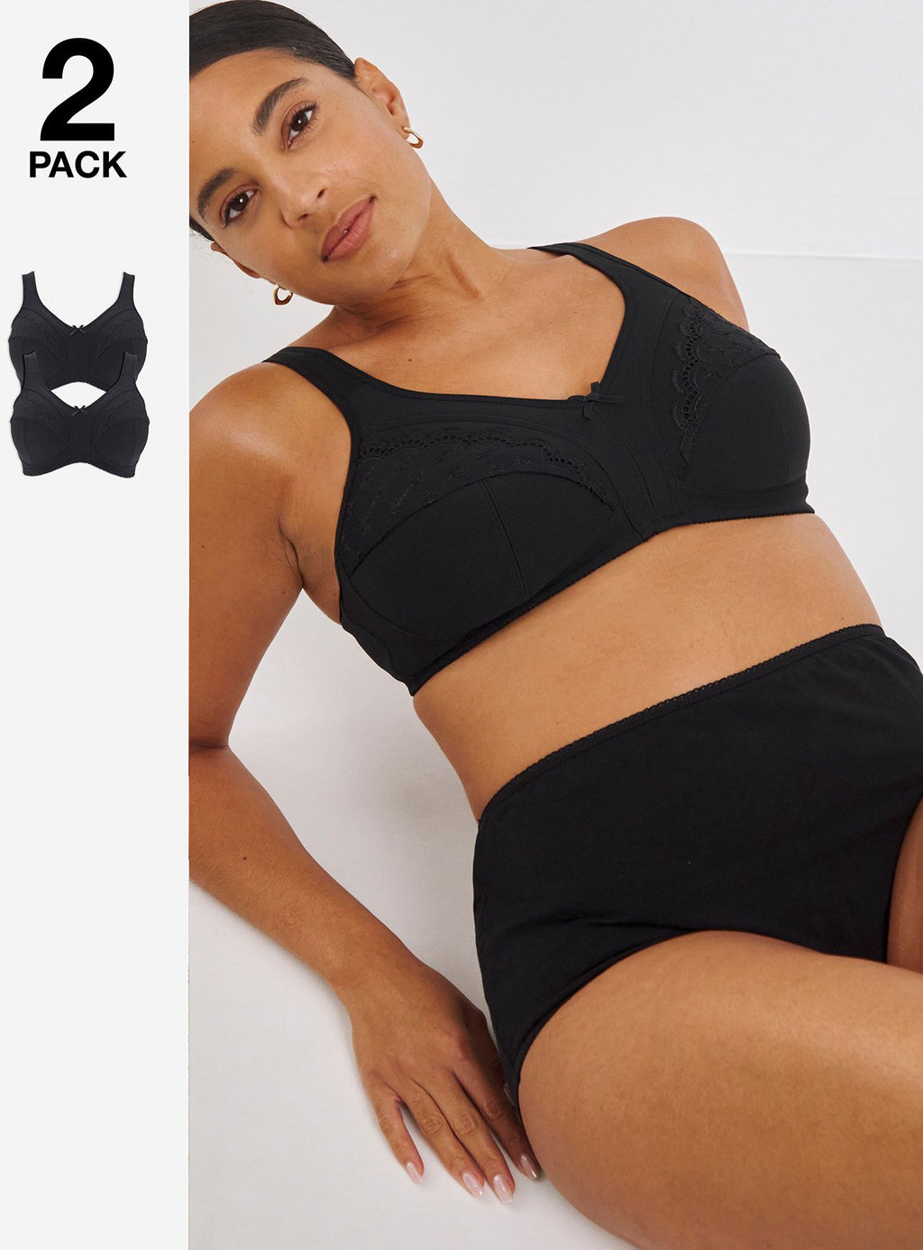  SIMPLY BE 2 Pack Sally Minimiser Non-Wired Bras 44E
